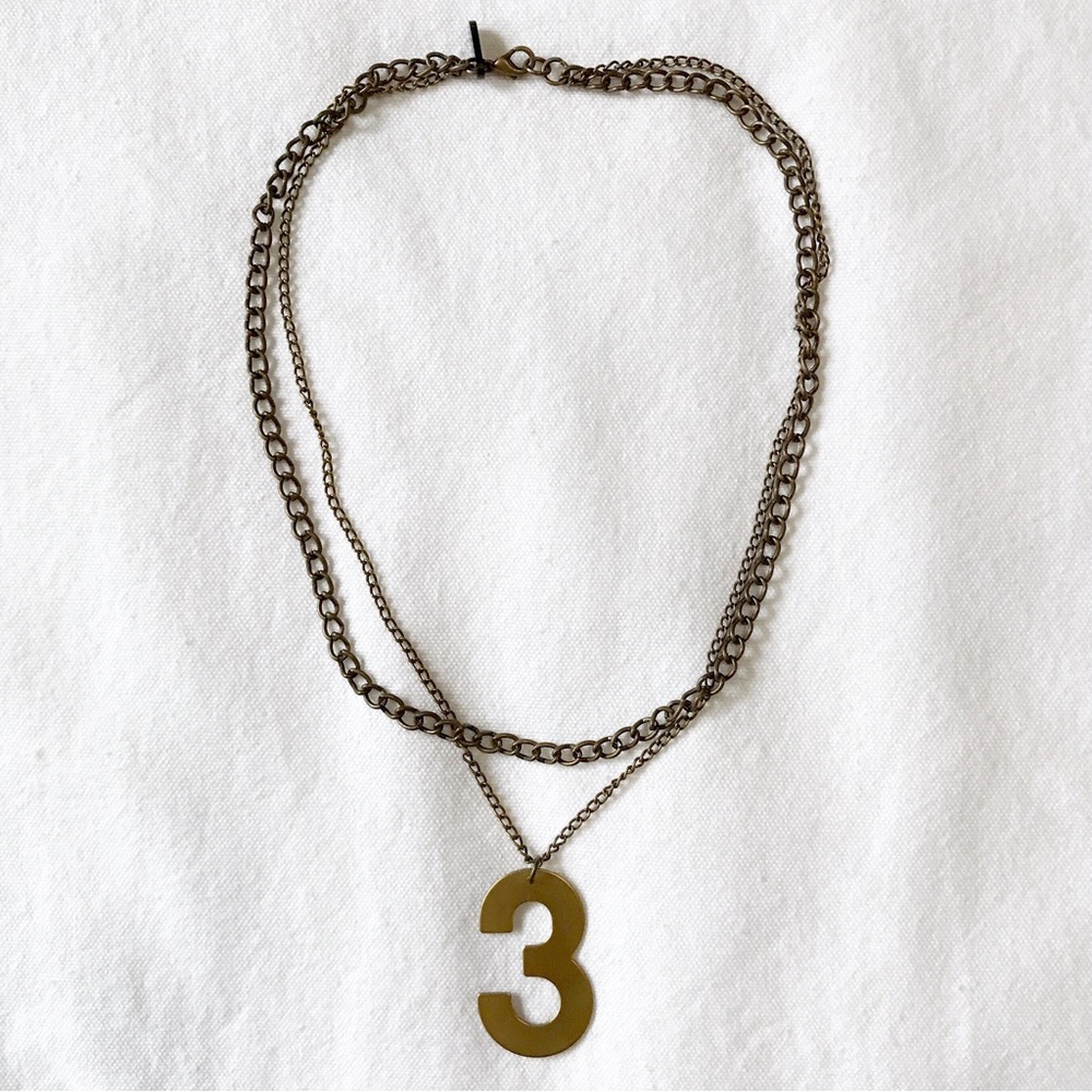 (of)Matter Lucky Number 3 Necklace Handmade Urban Outfitters Upcycled Vintage